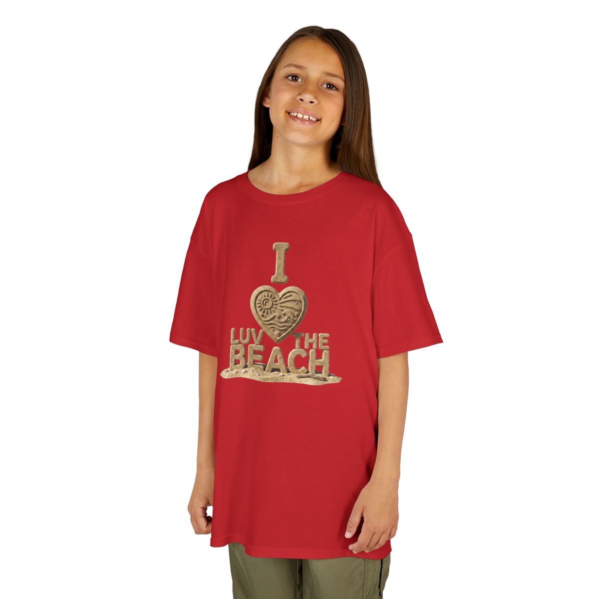 Color: Red | I Luv The Beach Kids Tee
