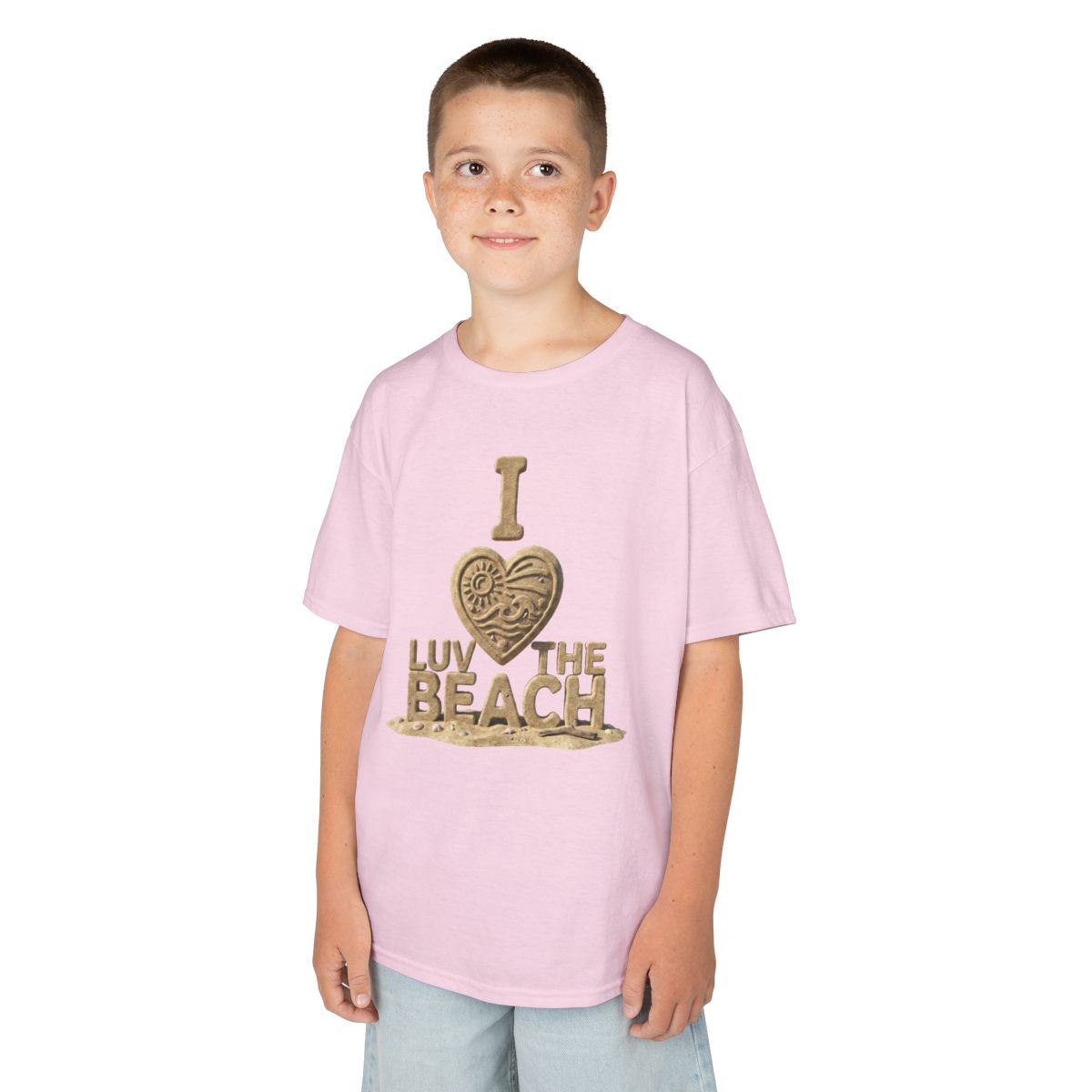 Color: Light Pink | I Luv The Beach Kids Tee