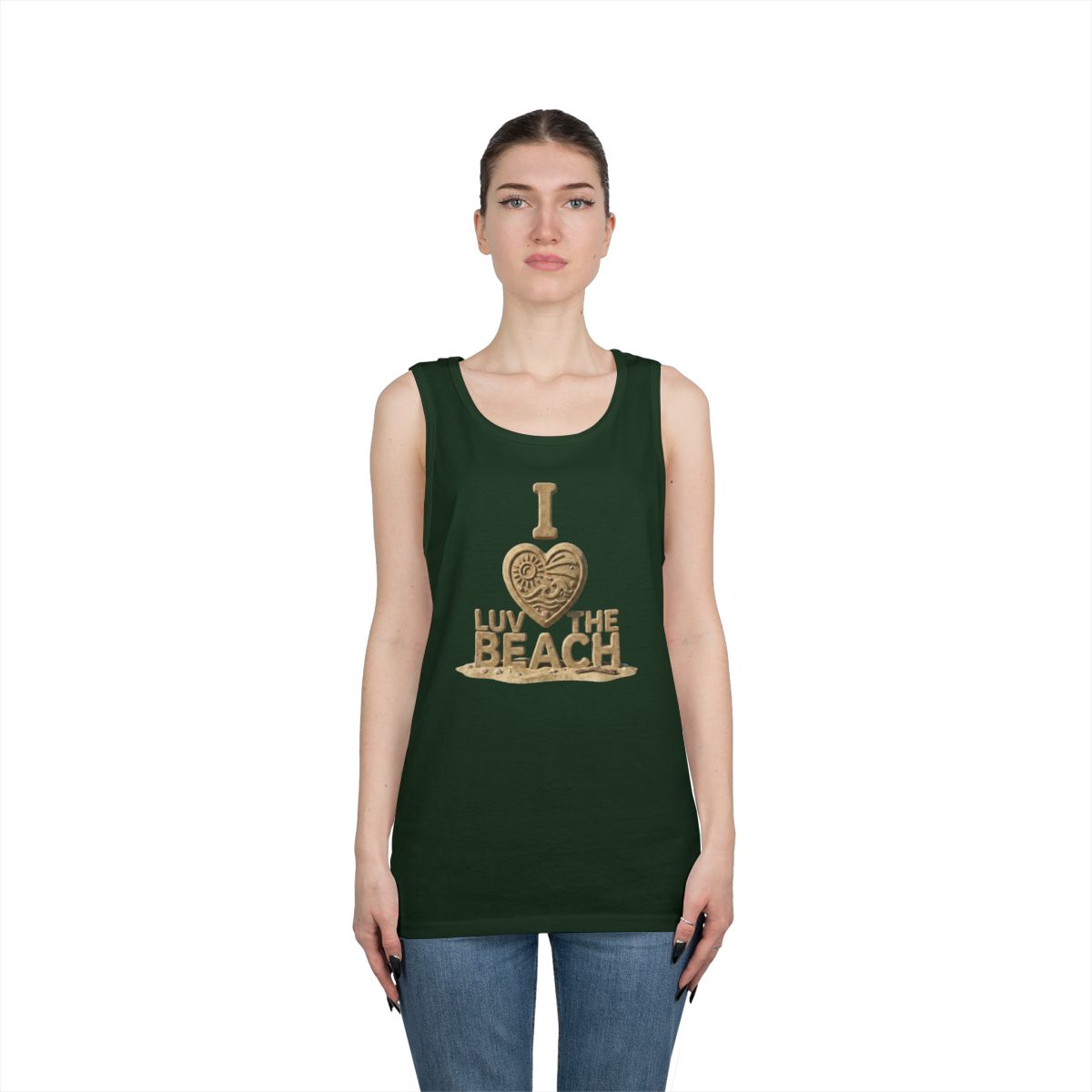 Color: Forest Green | I Luv The Beach Tank Top