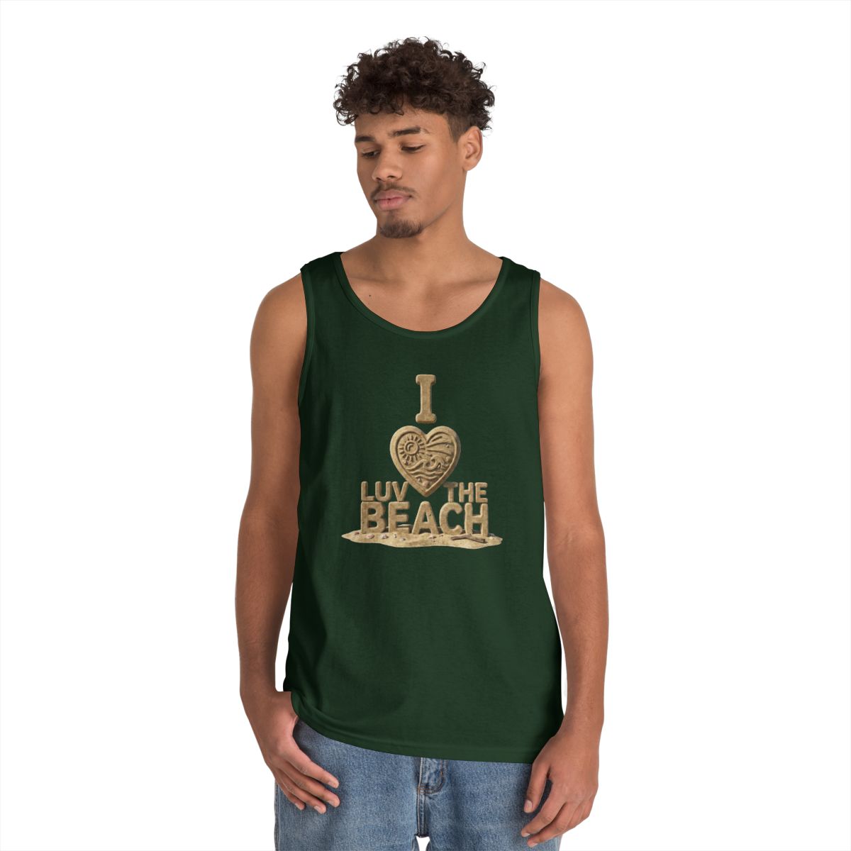 Color: Forest Green | I Luv The Beach Tank Top