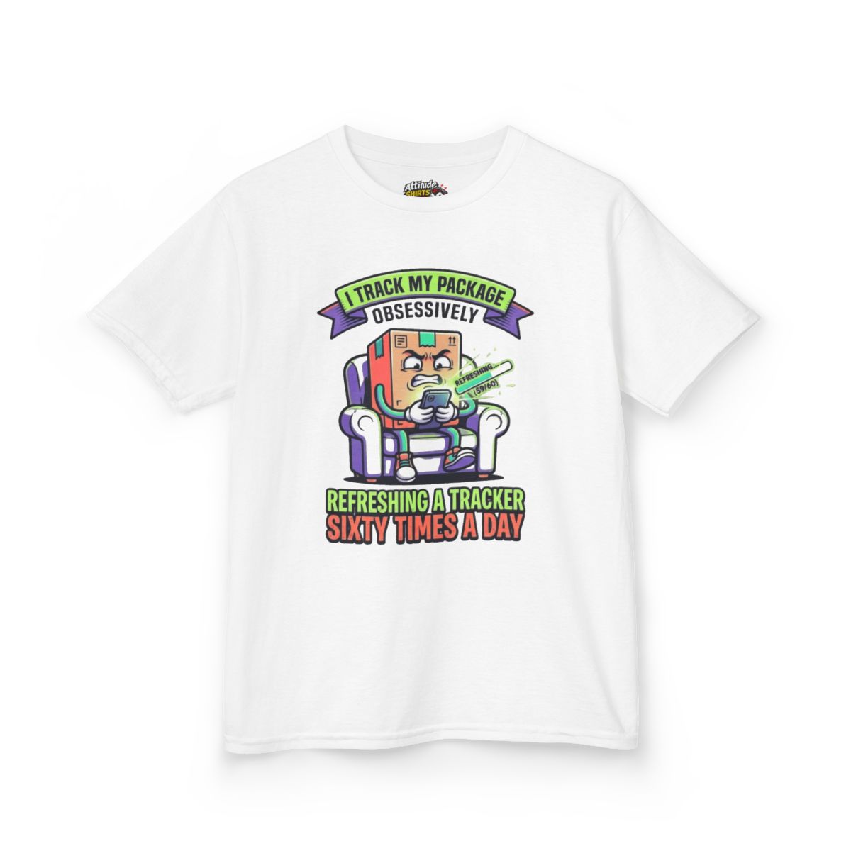 Color: White | I Track My Package Obsessively Kids Tee