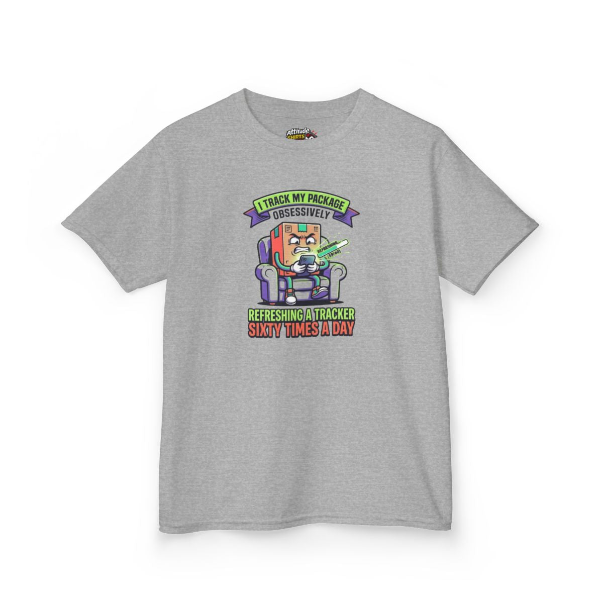 Color: Sport Grey | I Track My Package Obsessively Kids Tee