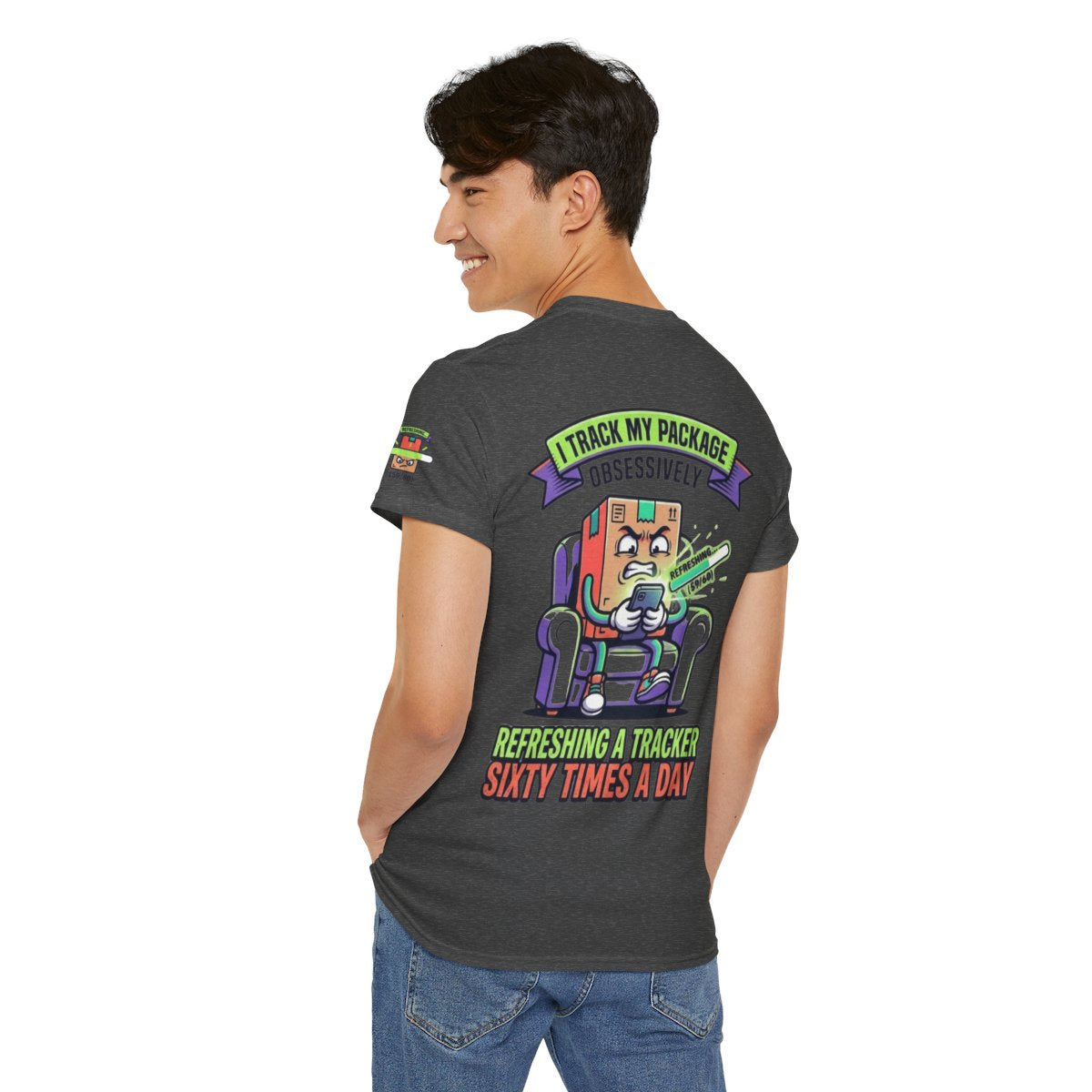 Color: Dark Heather | I Track My Package Obsessively Premium Graphic Tee