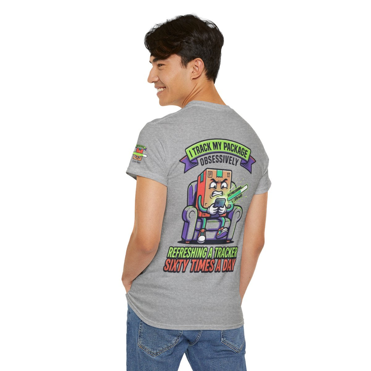 Color: Sport Grey | I Track My Package Obsessively Premium Graphic Tee