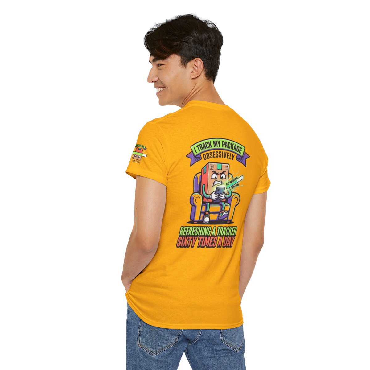 Color: Gold | I Track My Package Obsessively Premium Graphic Tee