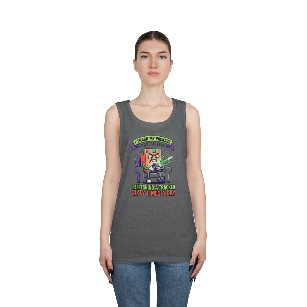 Color: Graphite Heather | I Track My Package Obsessively Tank Top