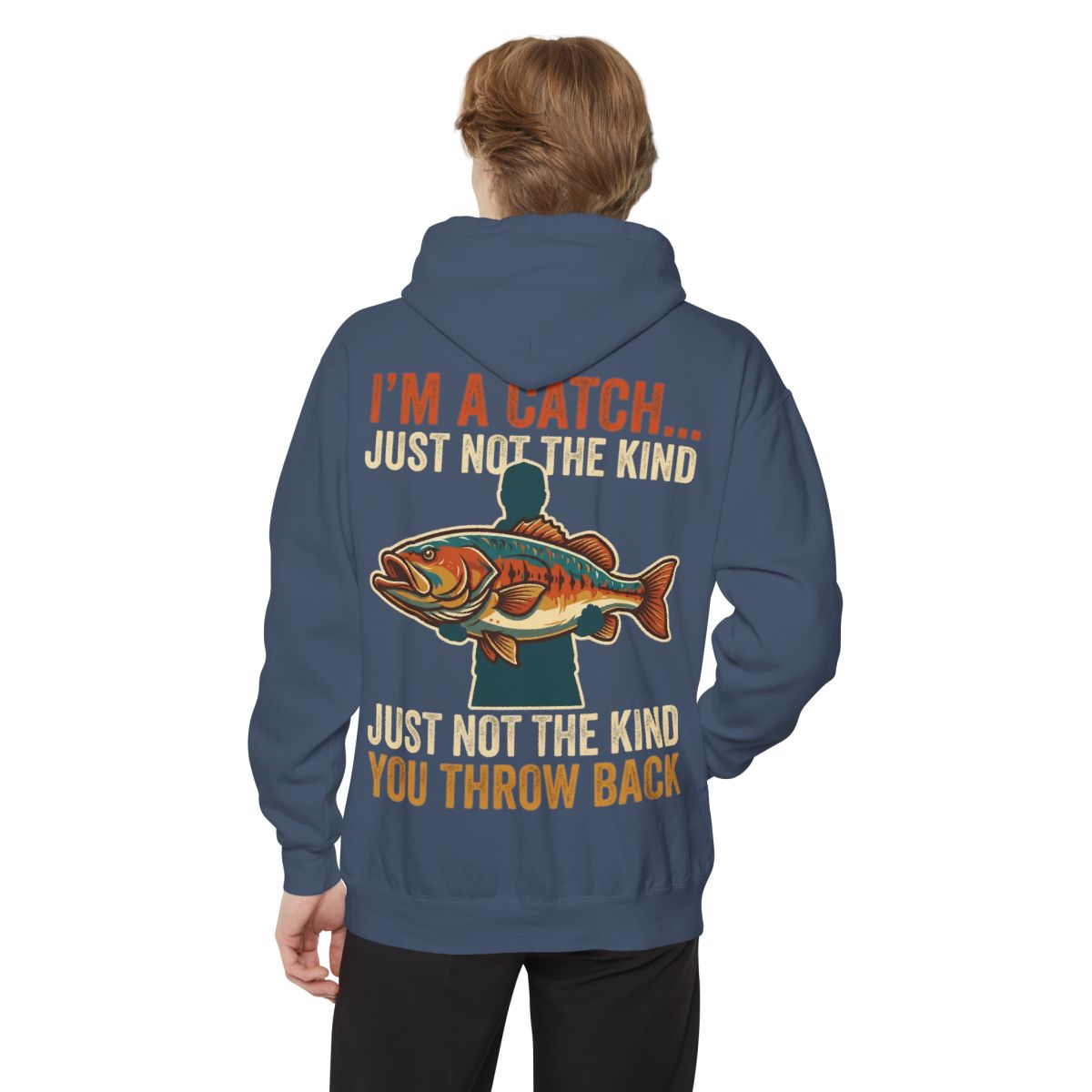 Color: Denim | I'm A Catch Garment-Dyed Hoodie