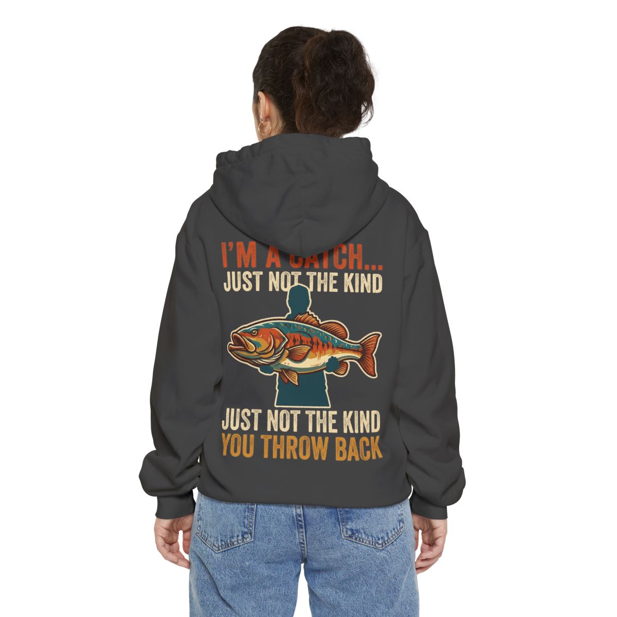Color: Pepper | I'm A Catch Garment-Dyed Hoodie