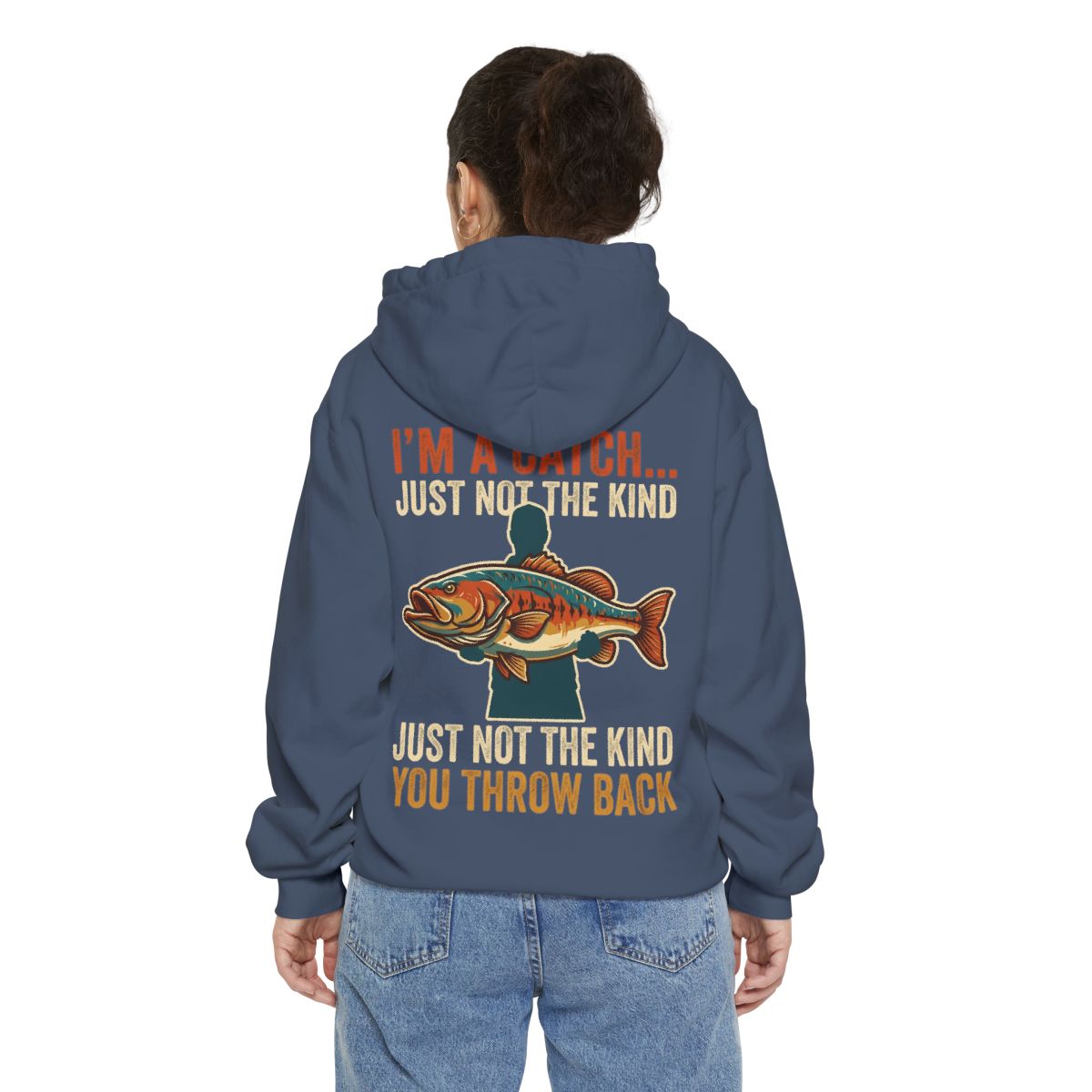 Color: Denim | I'm A Catch Garment-Dyed Hoodie
