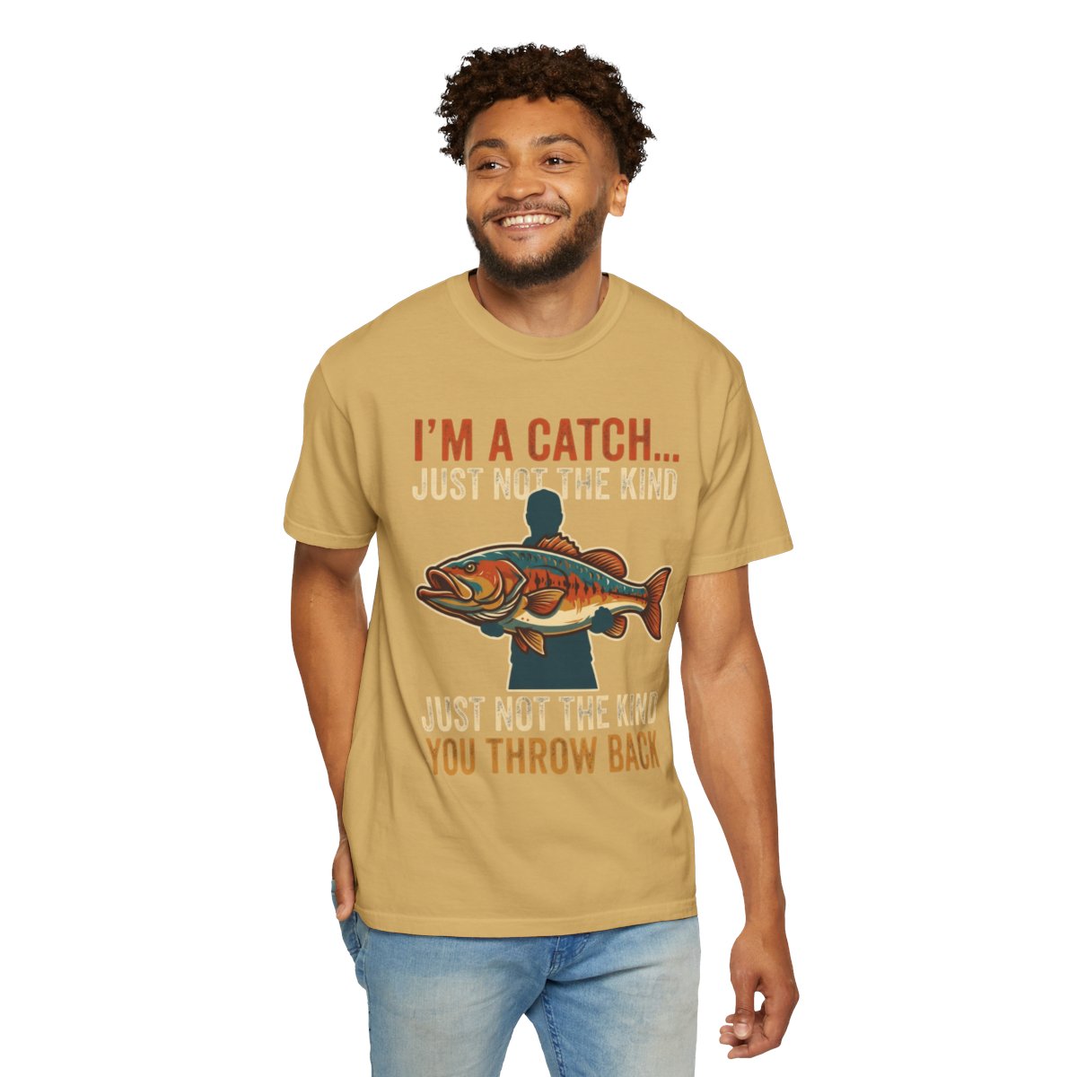 Color: Mustard | I'm A Catch Unisex Garment-Dyed Tee