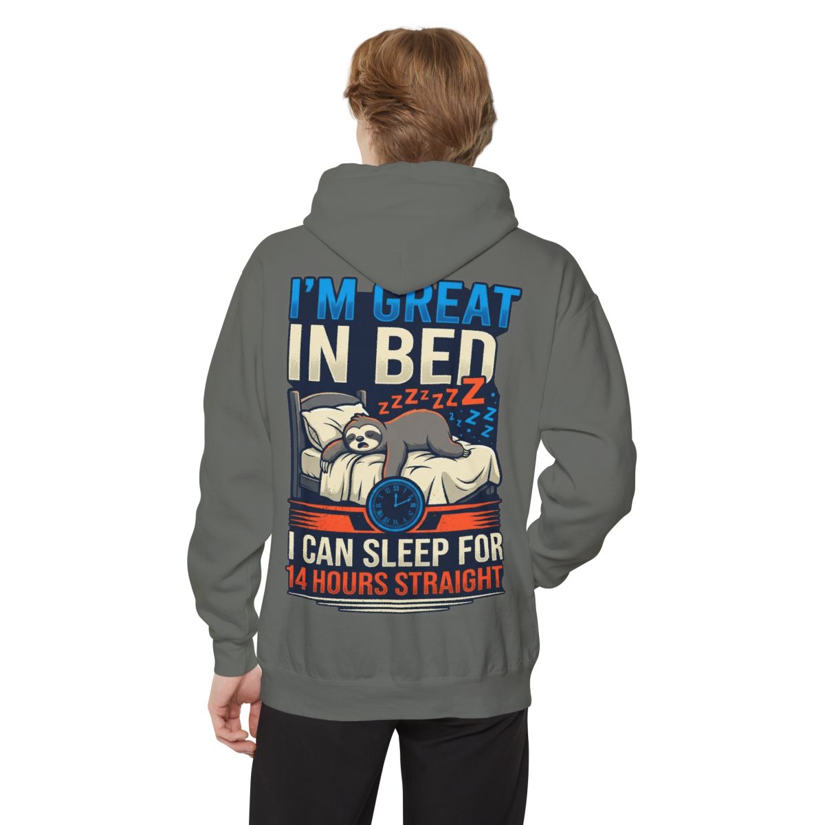 Color: Grey | I'm Great In Bed Garment-Dyed Hoodie