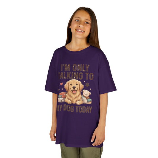 Color: Purple | I'm Only Talking To My Dog Today Kids Tee