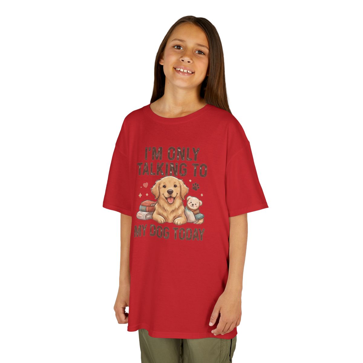 Color: Red | I'm Only Talking To My Dog Today Kids Tee