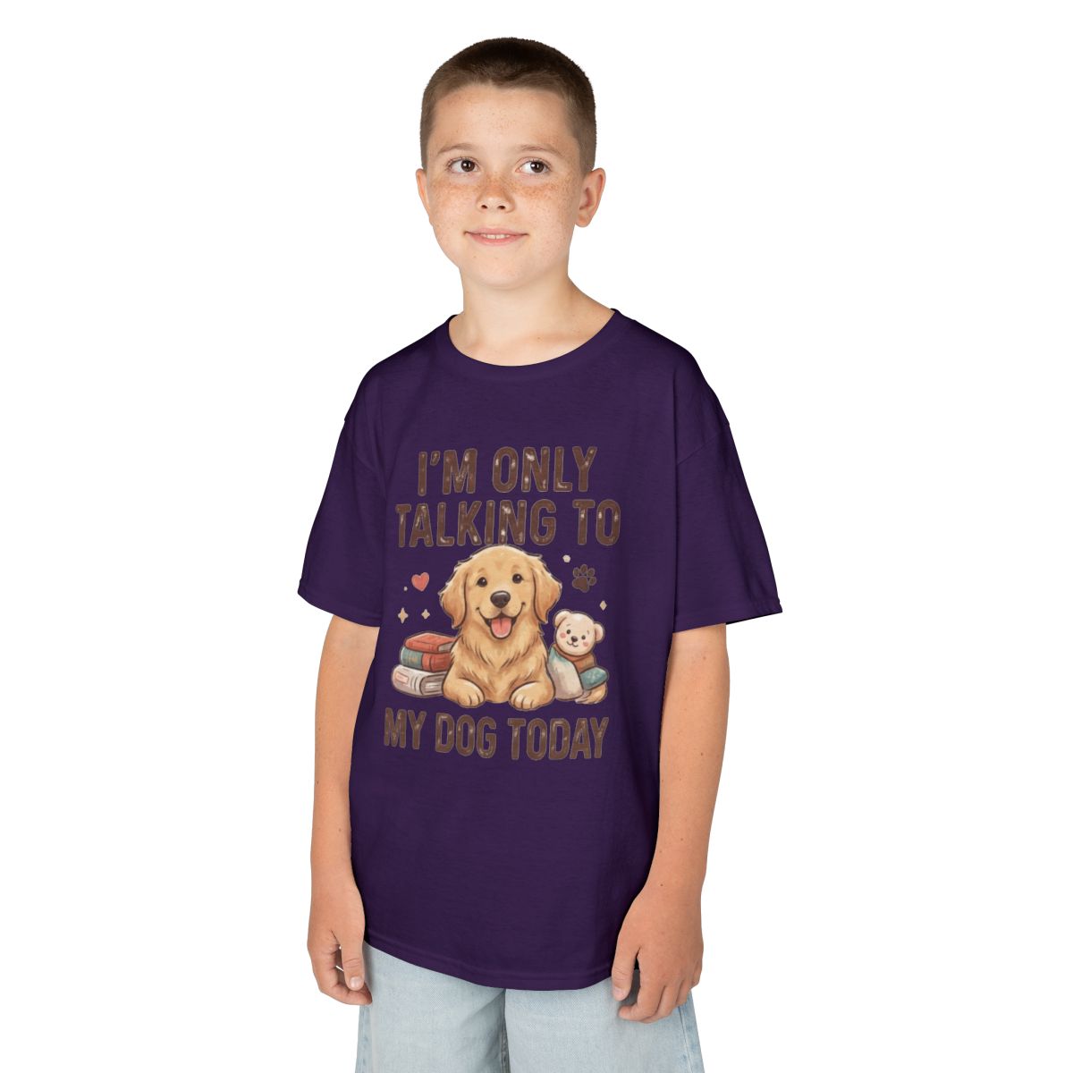 Color: Purple | I'm Only Talking To My Dog Today Kids Tee