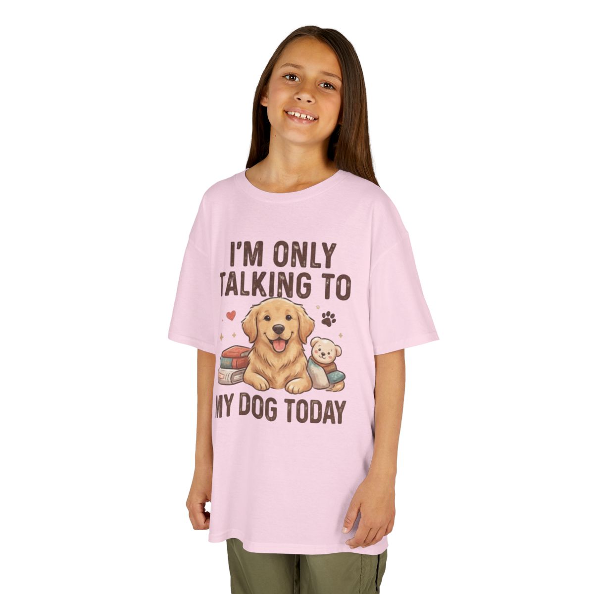 Color: Light Pink | I'm Only Talking To My Dog Today Kids Tee
