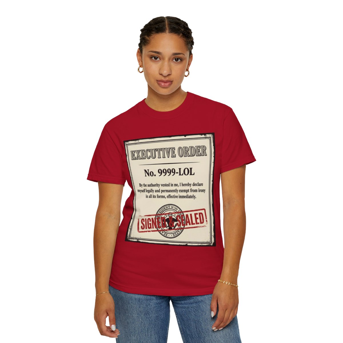 Color: Red | Irony Free Unisex Garment-Dyed Tee