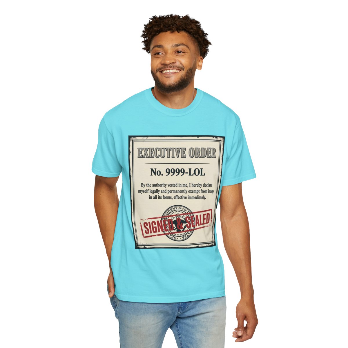Color: Lagoon Blue | Irony Free Unisex Garment-Dyed Tee