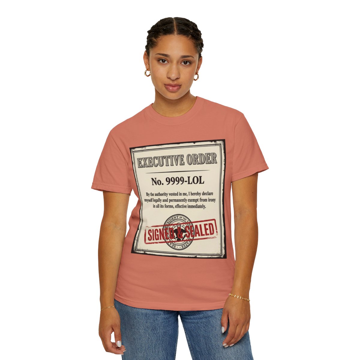 Color: Terracotta | Irony Free Unisex Garment-Dyed Tee