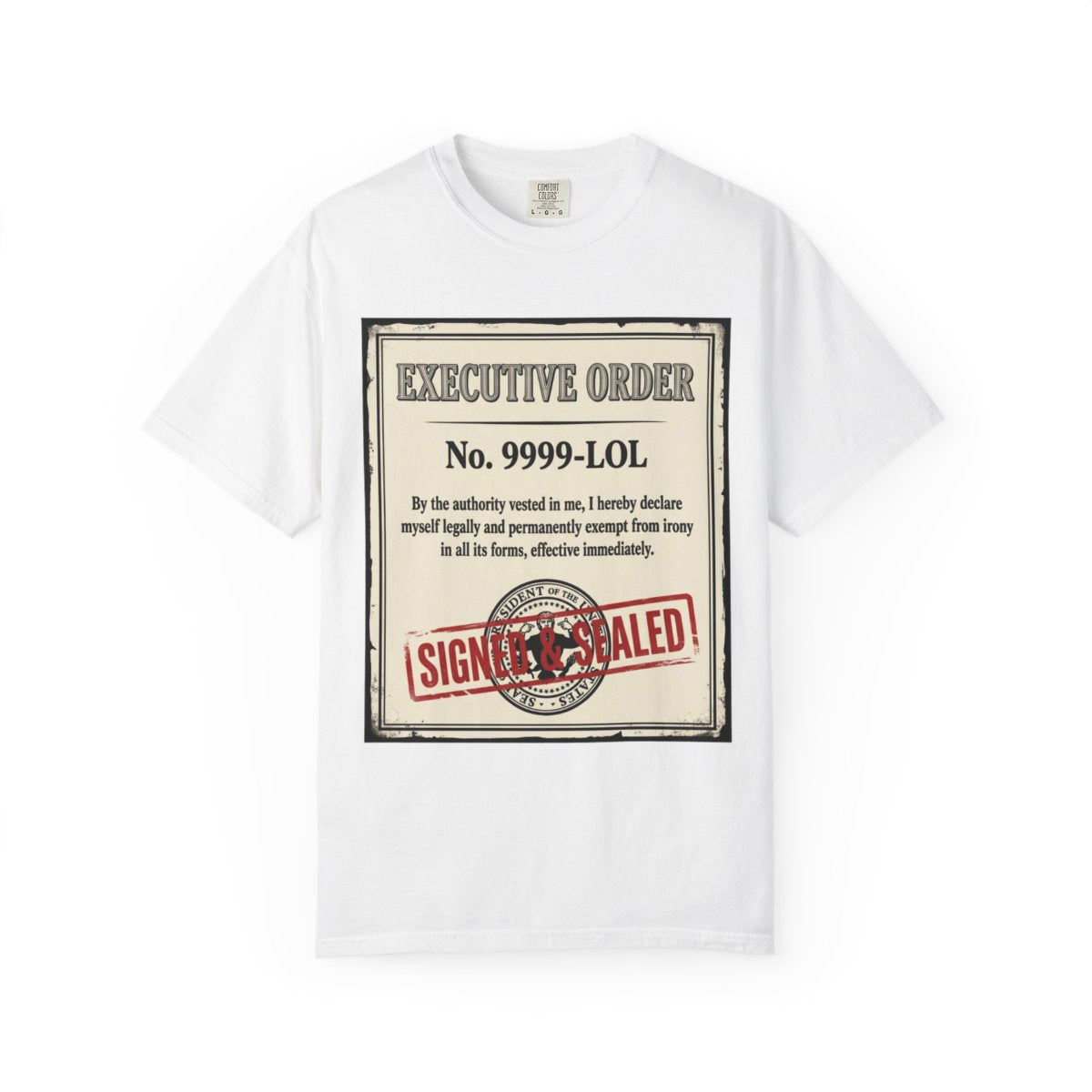 Color: White | Irony Free Unisex Garment-Dyed Tee