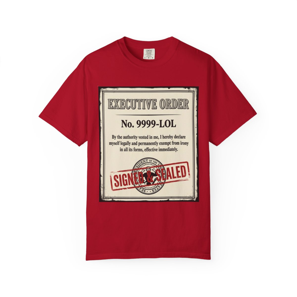 Color: Red | Irony Free Unisex Garment-Dyed Tee