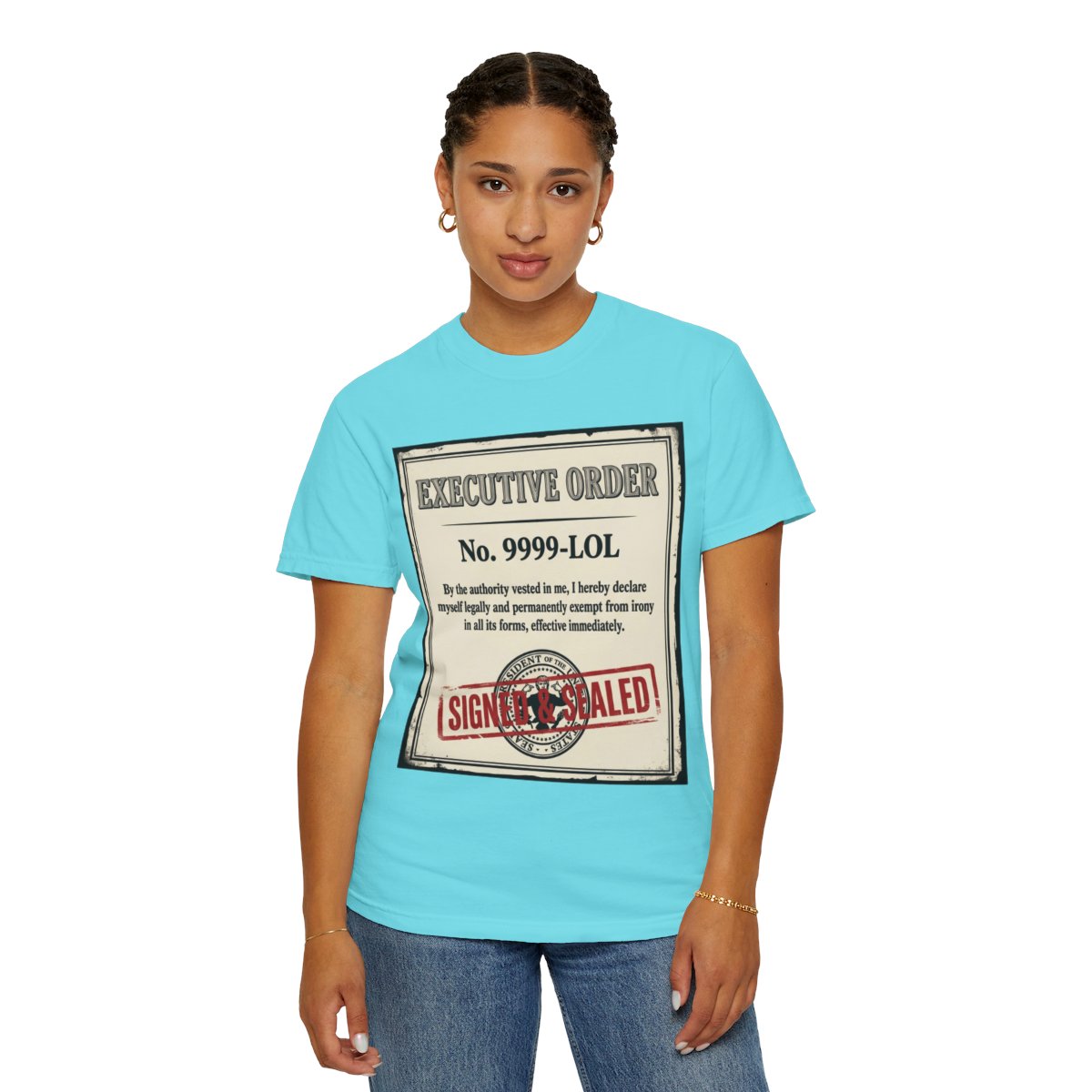 Color: Lagoon Blue | Irony Free Unisex Garment-Dyed Tee