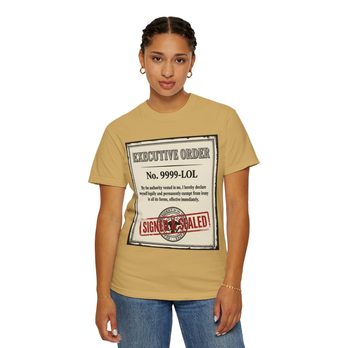 Color: Mustard | Irony Free Unisex Garment-Dyed Tee