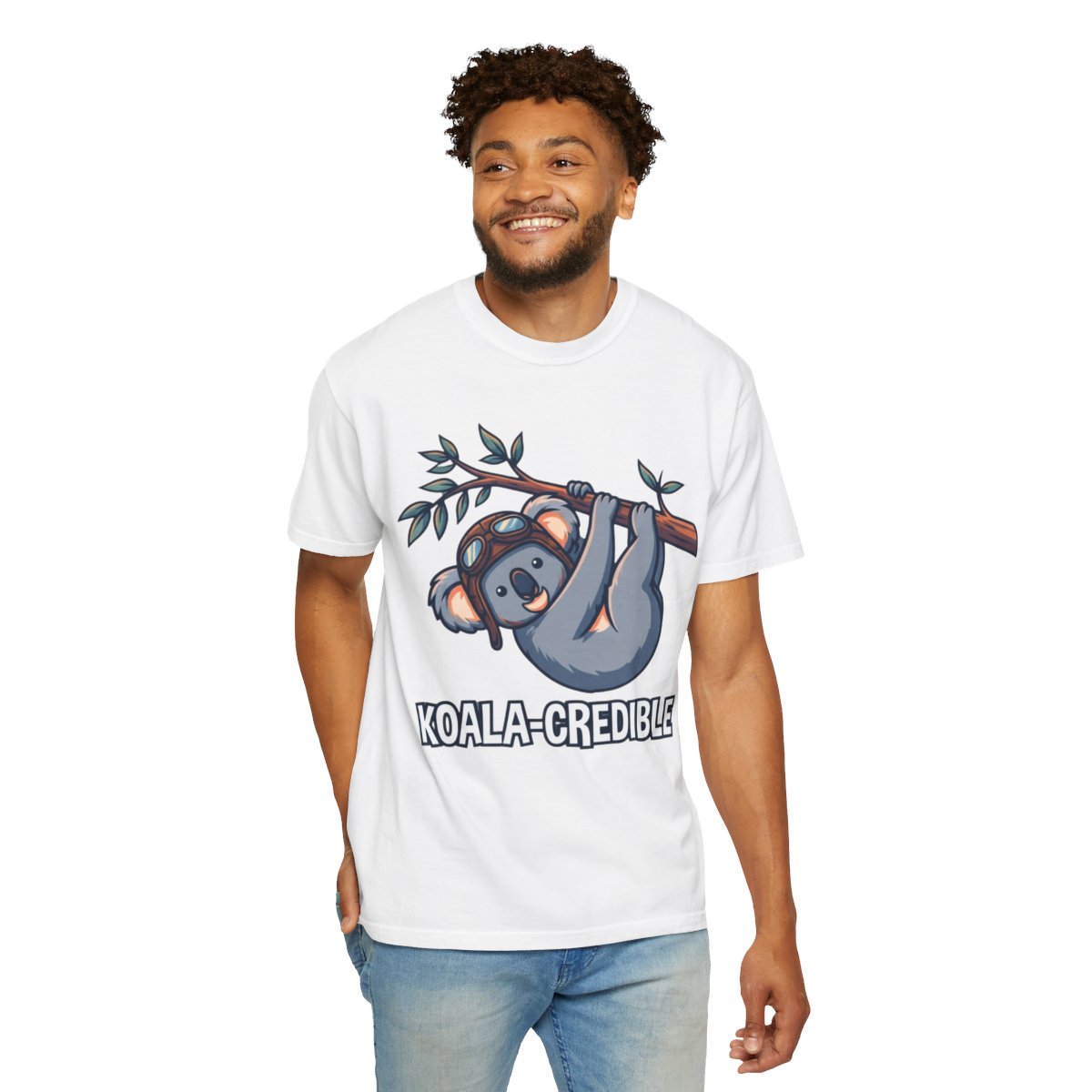 Color: White | Koala Credible Unisex Garment-Dyed Tee