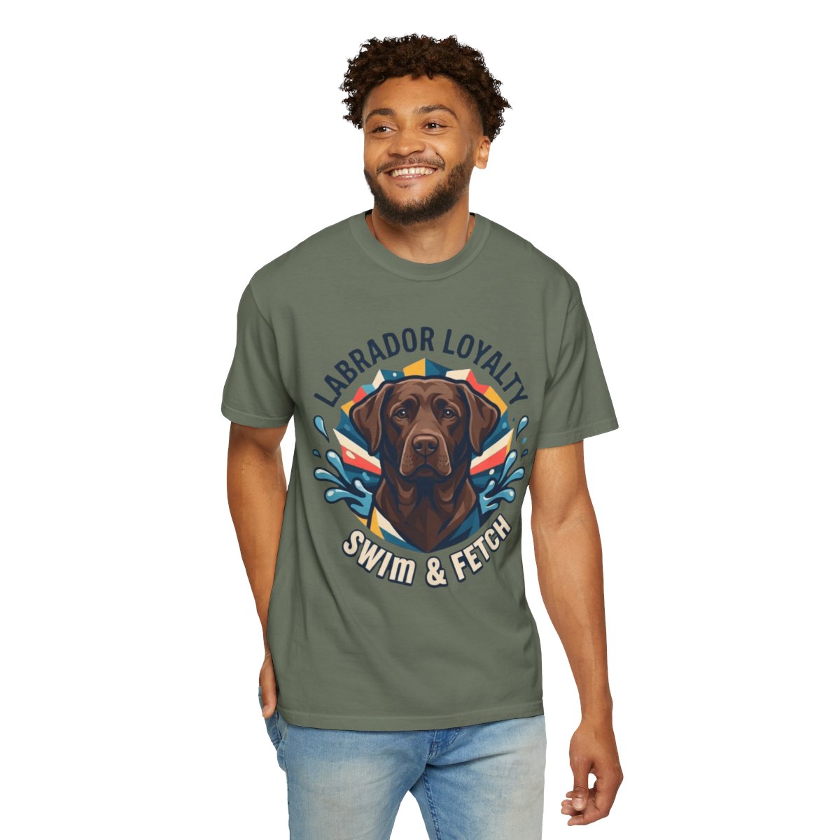 Color: Moss | Labrador Loyalty Swim Fetch Unisex Garment-Dyed Tee
