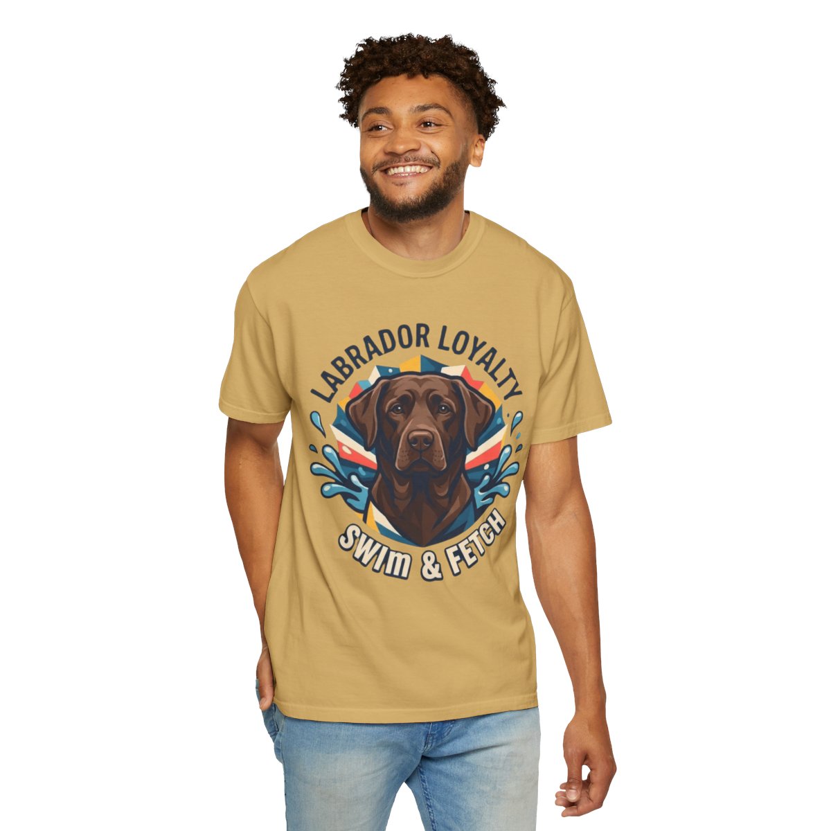 Color: Mustard | Labrador Loyalty Swim Fetch Unisex Garment-Dyed Tee