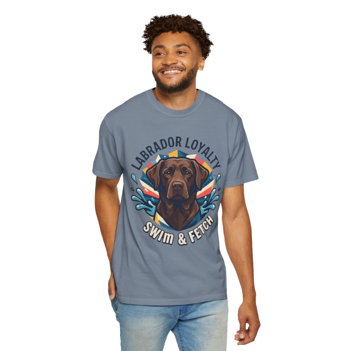 Color: Blue Jean | Labrador Loyalty Swim Fetch Unisex Garment-Dyed Tee