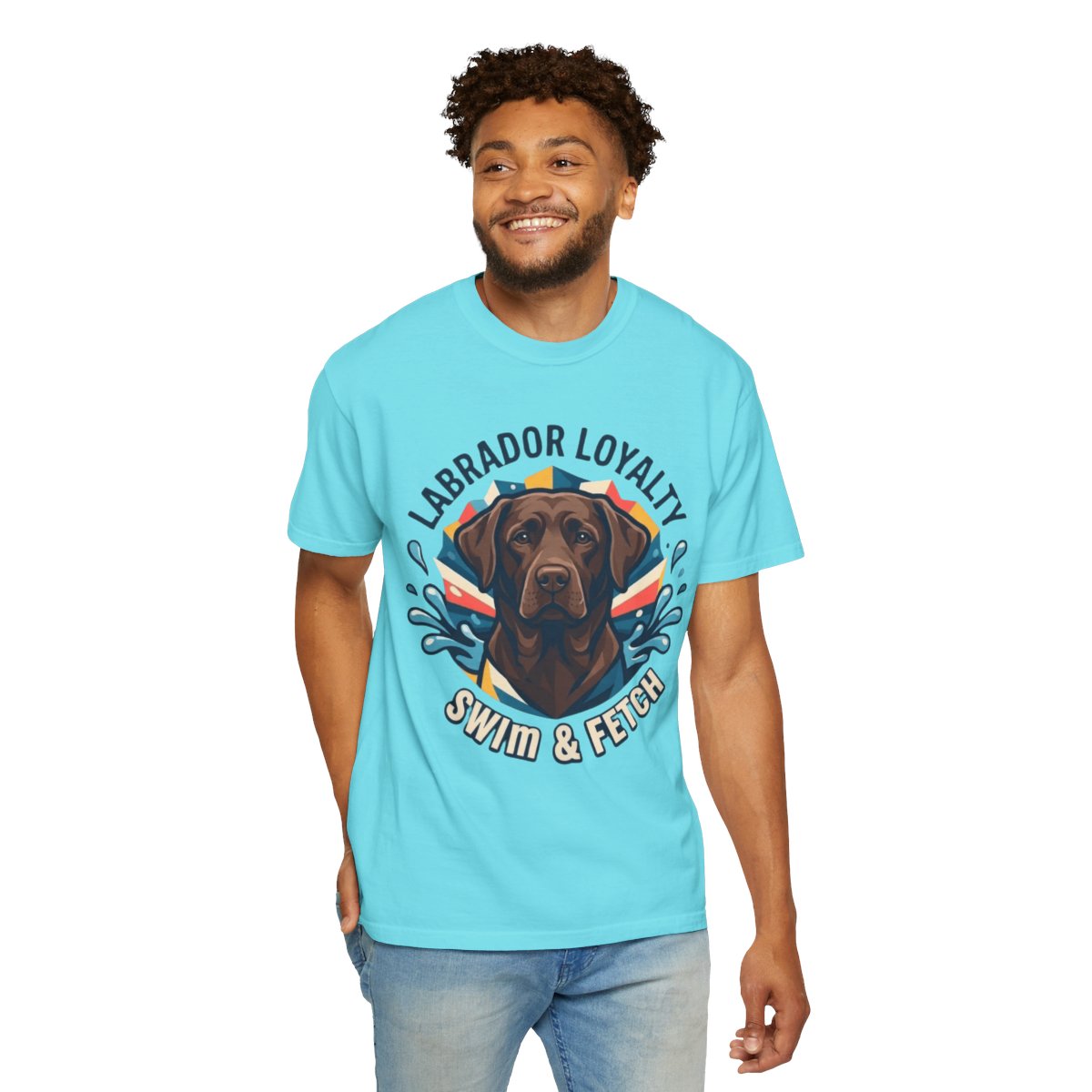 Color: Lagoon Blue | Labrador Loyalty Swim Fetch Unisex Garment-Dyed Tee