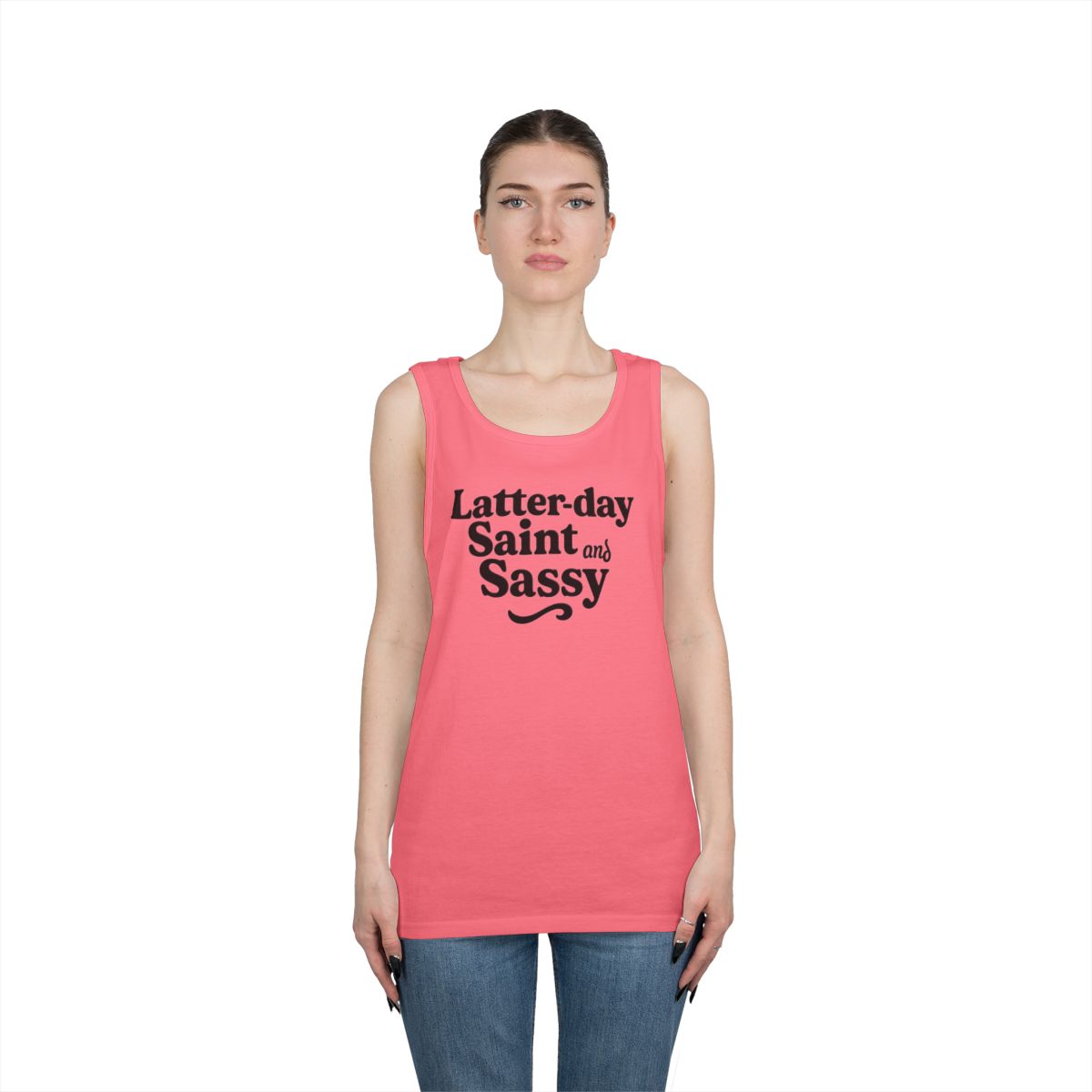 Color: Safety Pink | Latter Day Saint and Sassy Tank Top