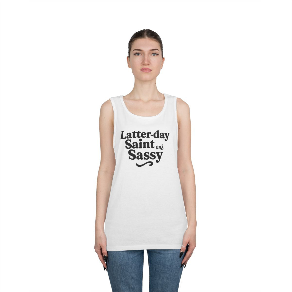 Color: White | Latter Day Saint and Sassy Tank Top