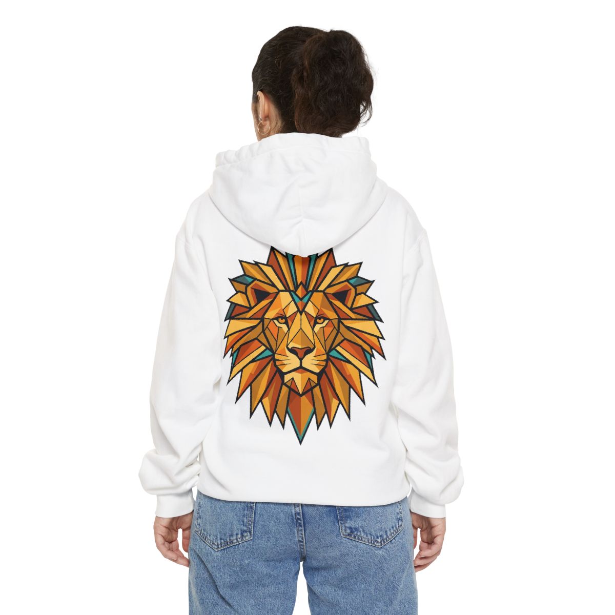 Color: White | Leo The Solar Lion Garment-Dyed Hoodie