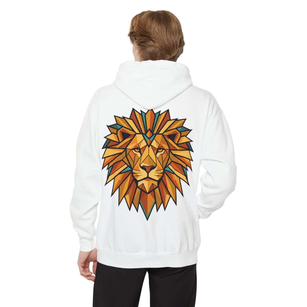Color: White | Leo The Solar Lion Garment-Dyed Hoodie