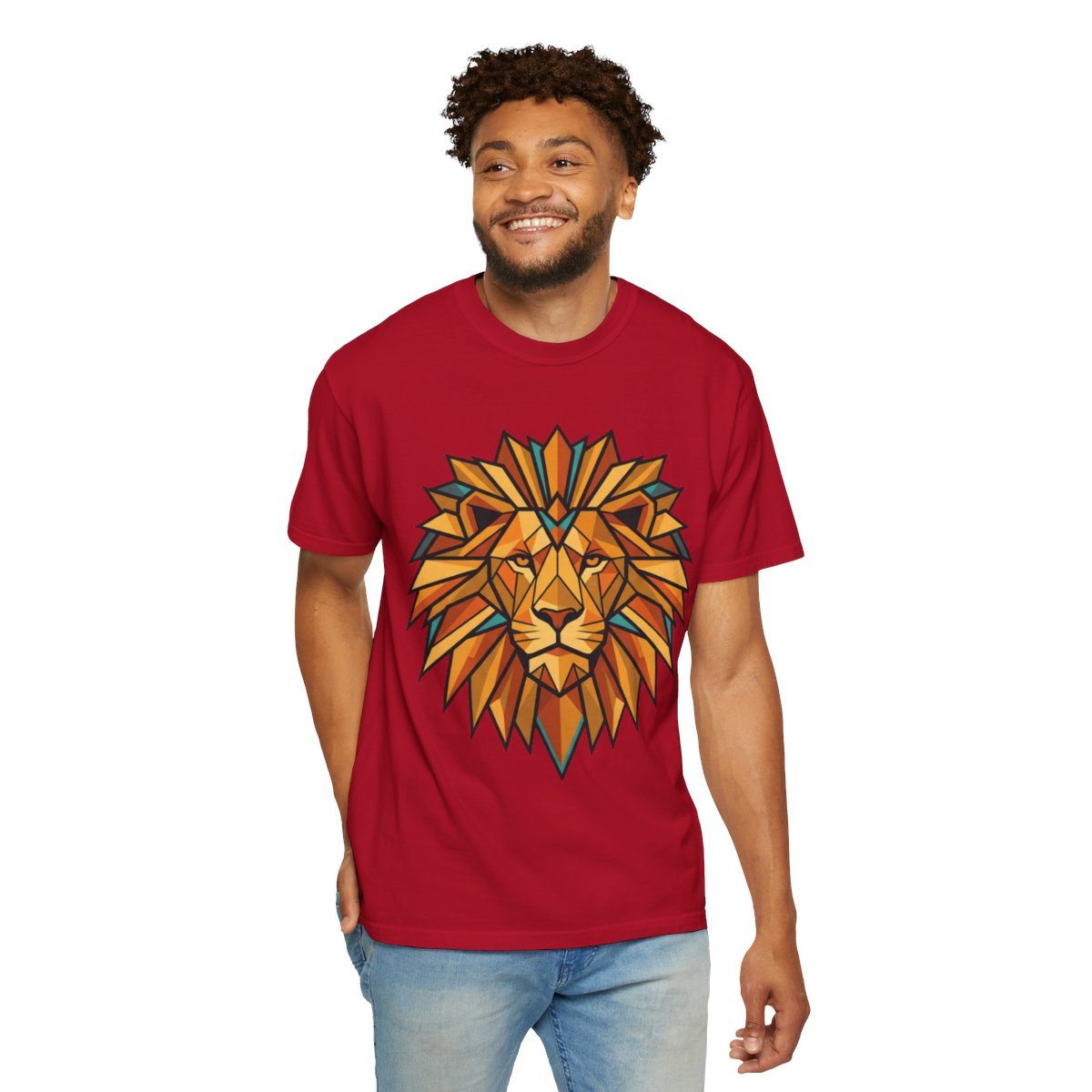 Color: Red | Leo The Solar Lion Unisex Garment-Dyed Tee