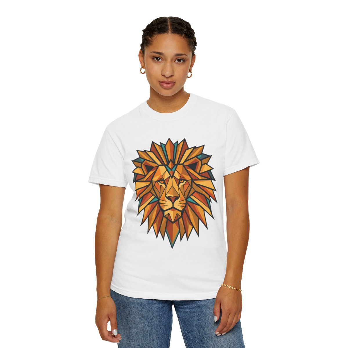 Color: White | Leo The Solar Lion Unisex Garment-Dyed Tee