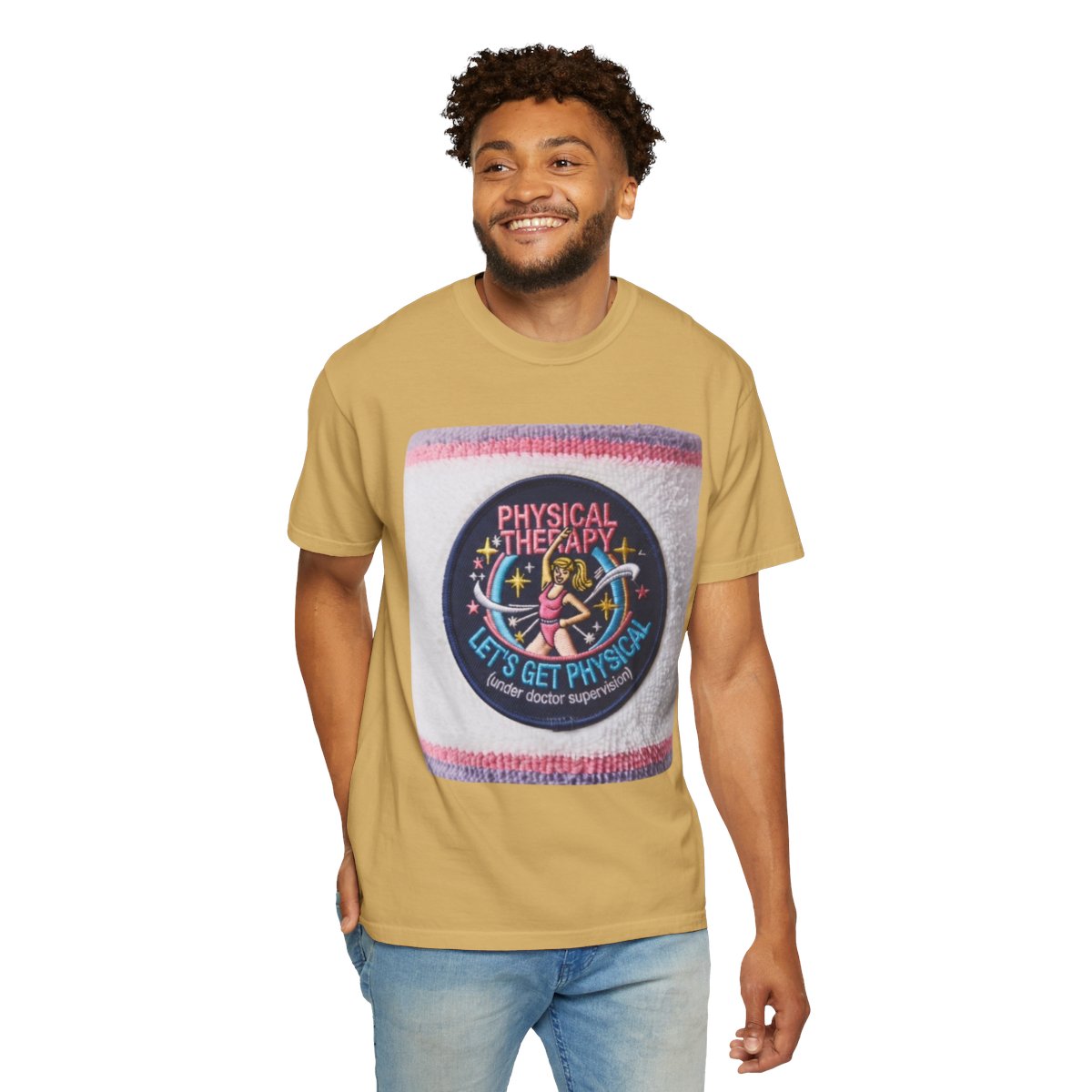 Color: Mustard | Let's Get Physical Unisex Garment-Dyed Tee
