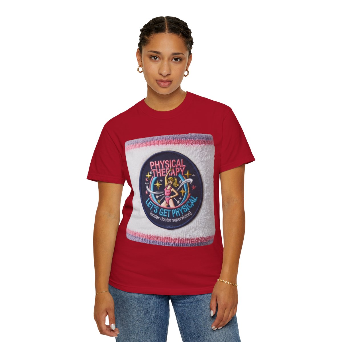 Color: Red | Let's Get Physical Unisex Garment-Dyed Tee