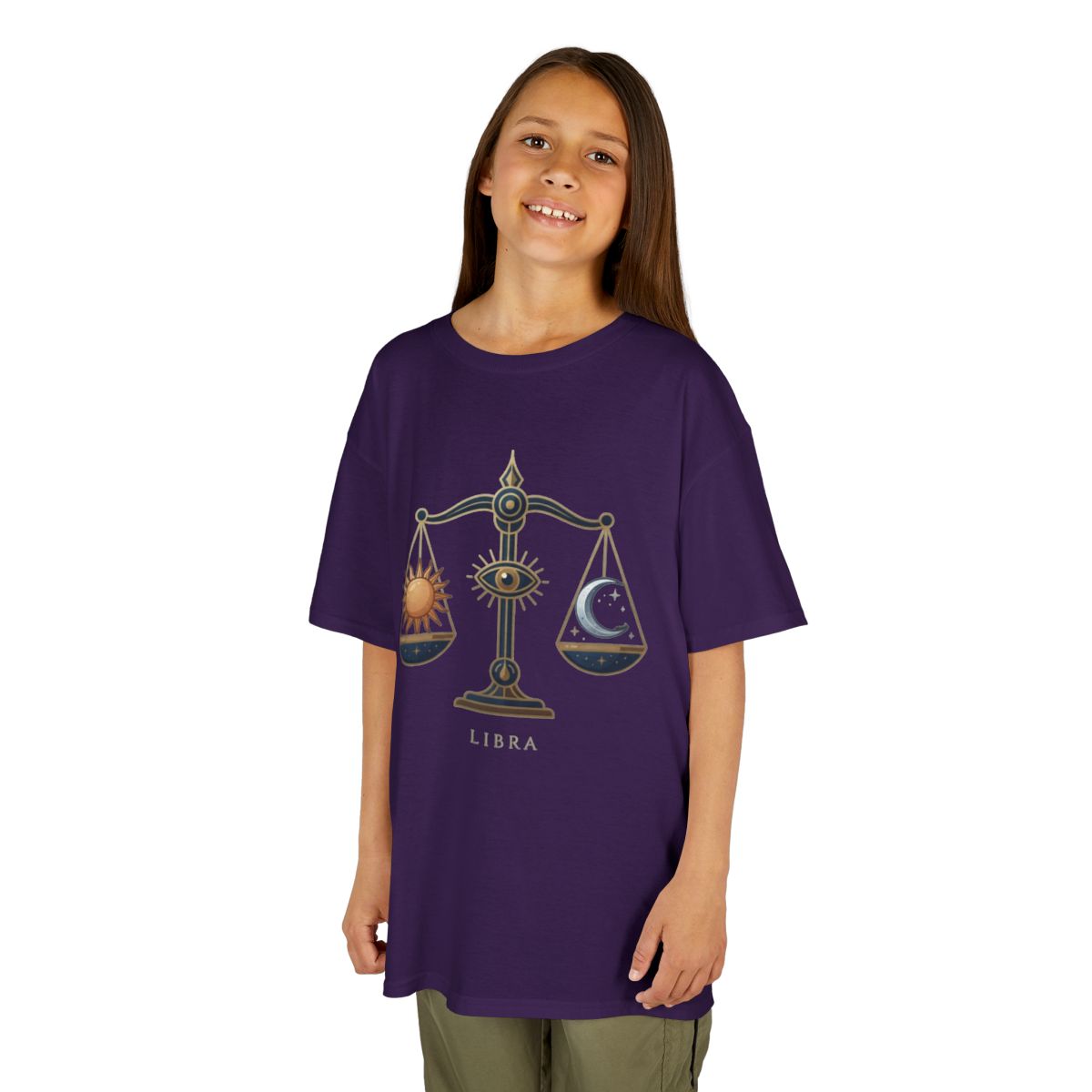 Color: Purple | Libra The Balanced Scales Kids Tee
