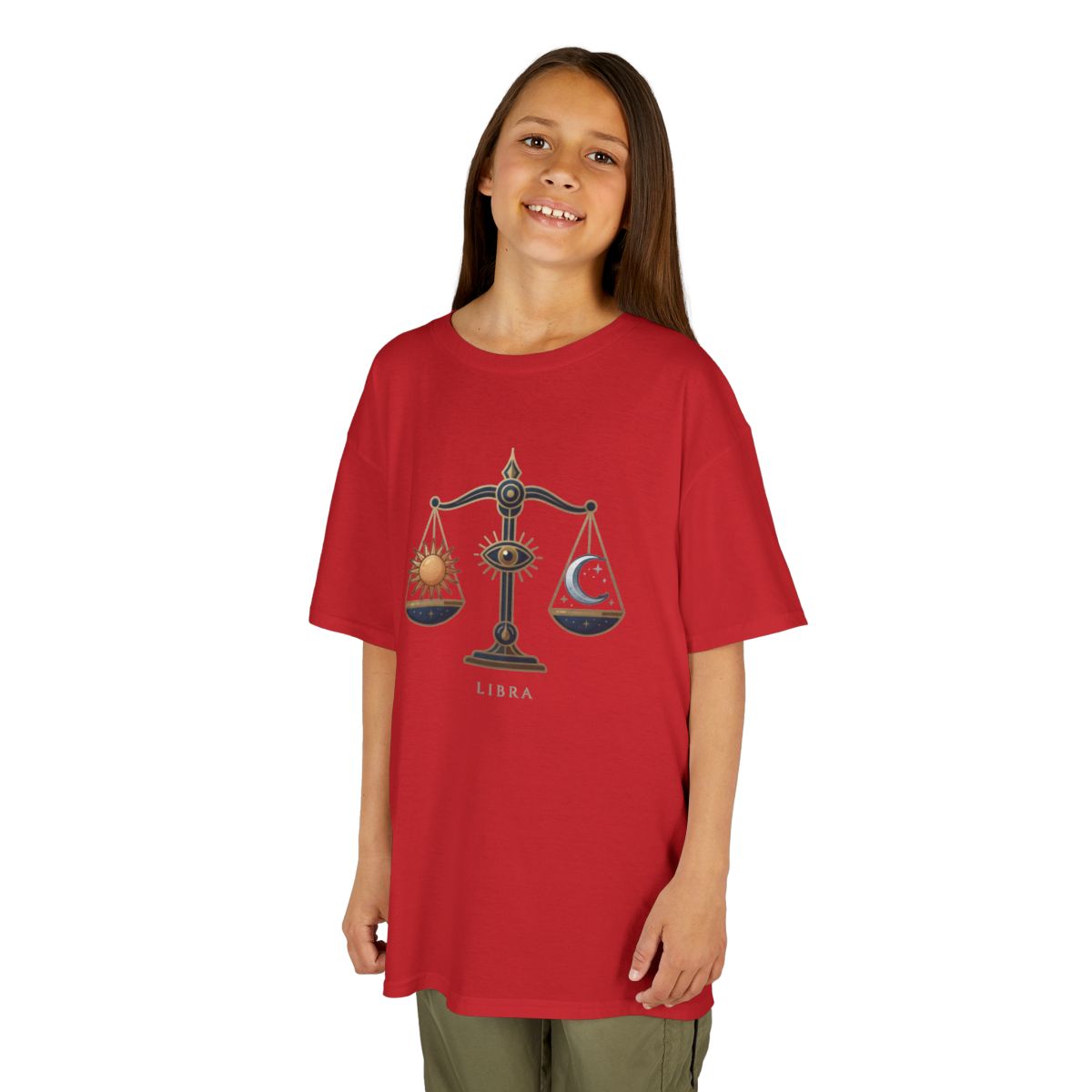 Color: Red | Libra The Balanced Scales Kids Tee