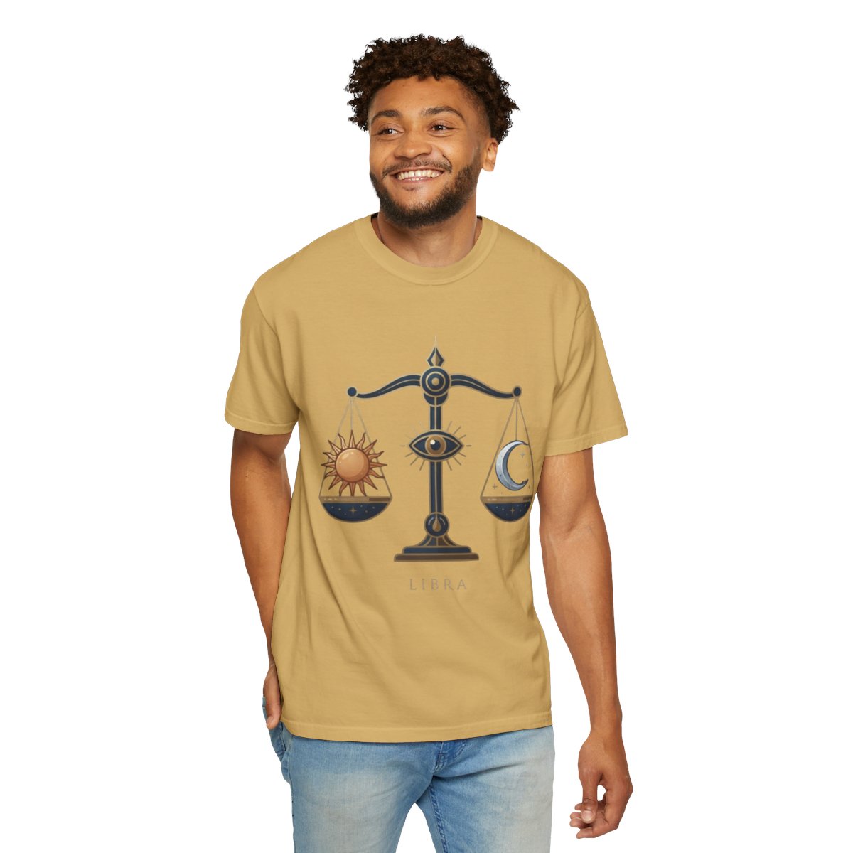 Color: Mustard | Libra The Balanced Scales Unisex Garment-Dyed Tee