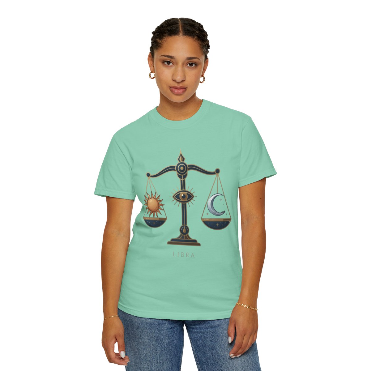 Color: Island Reef | Libra The Balanced Scales Unisex Garment-Dyed Tee