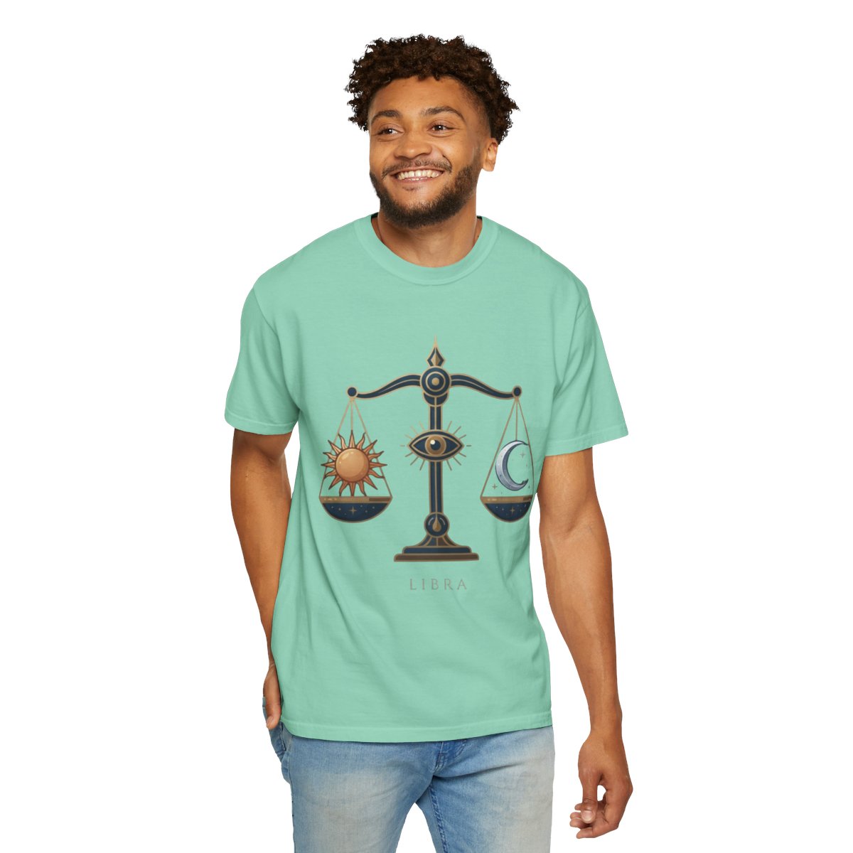 Color: Island Reef | Libra The Balanced Scales Unisex Garment-Dyed Tee