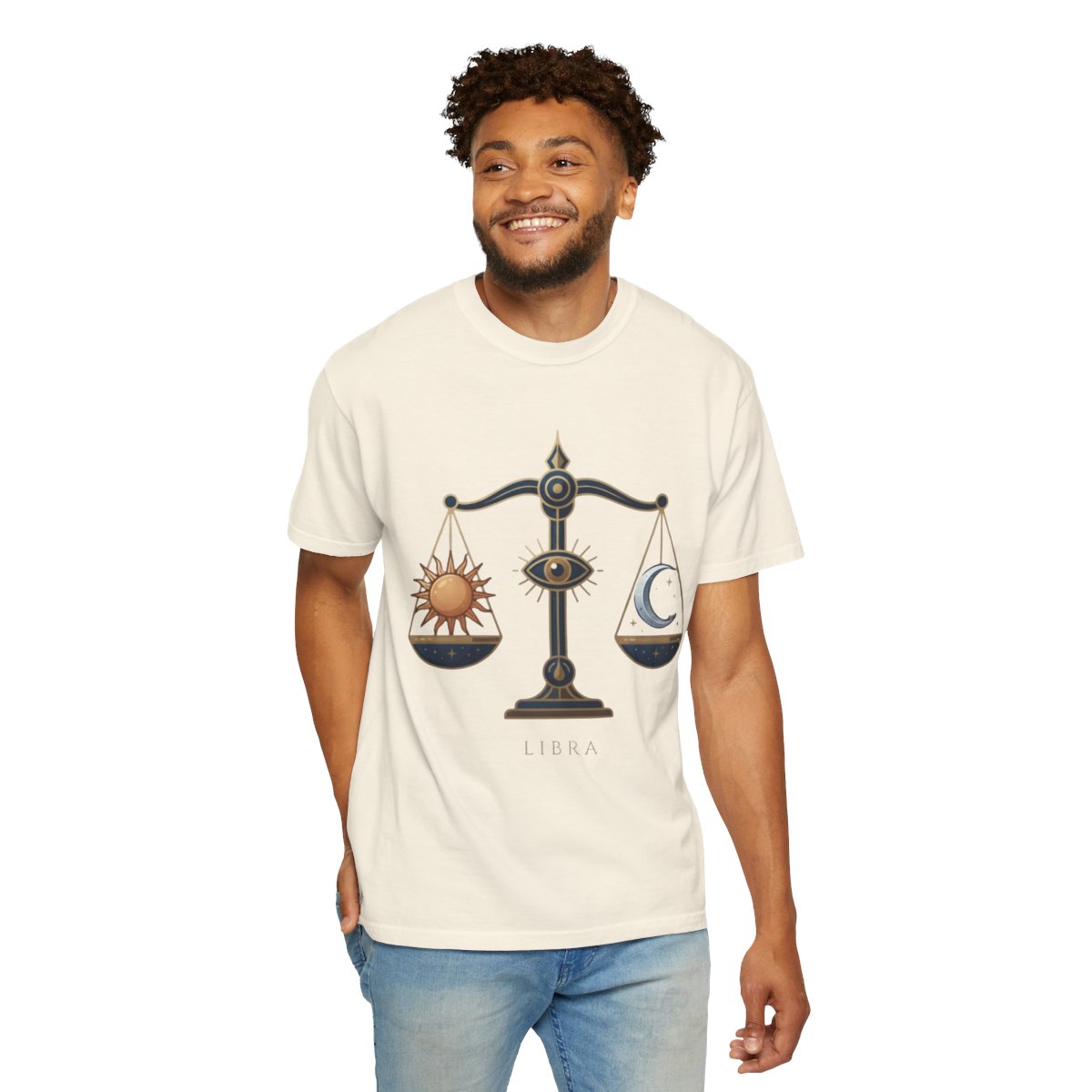 Color: Ivory | Libra The Balanced Scales Unisex Garment-Dyed Tee