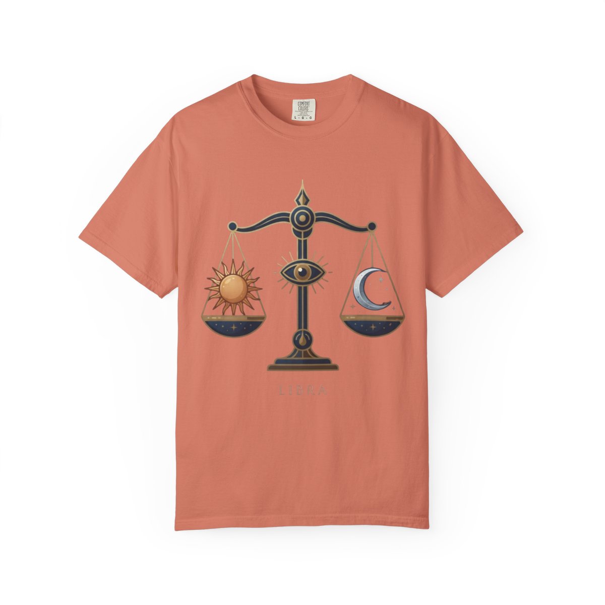 Color: Terracotta | Libra The Balanced Scales Unisex Garment-Dyed Tee