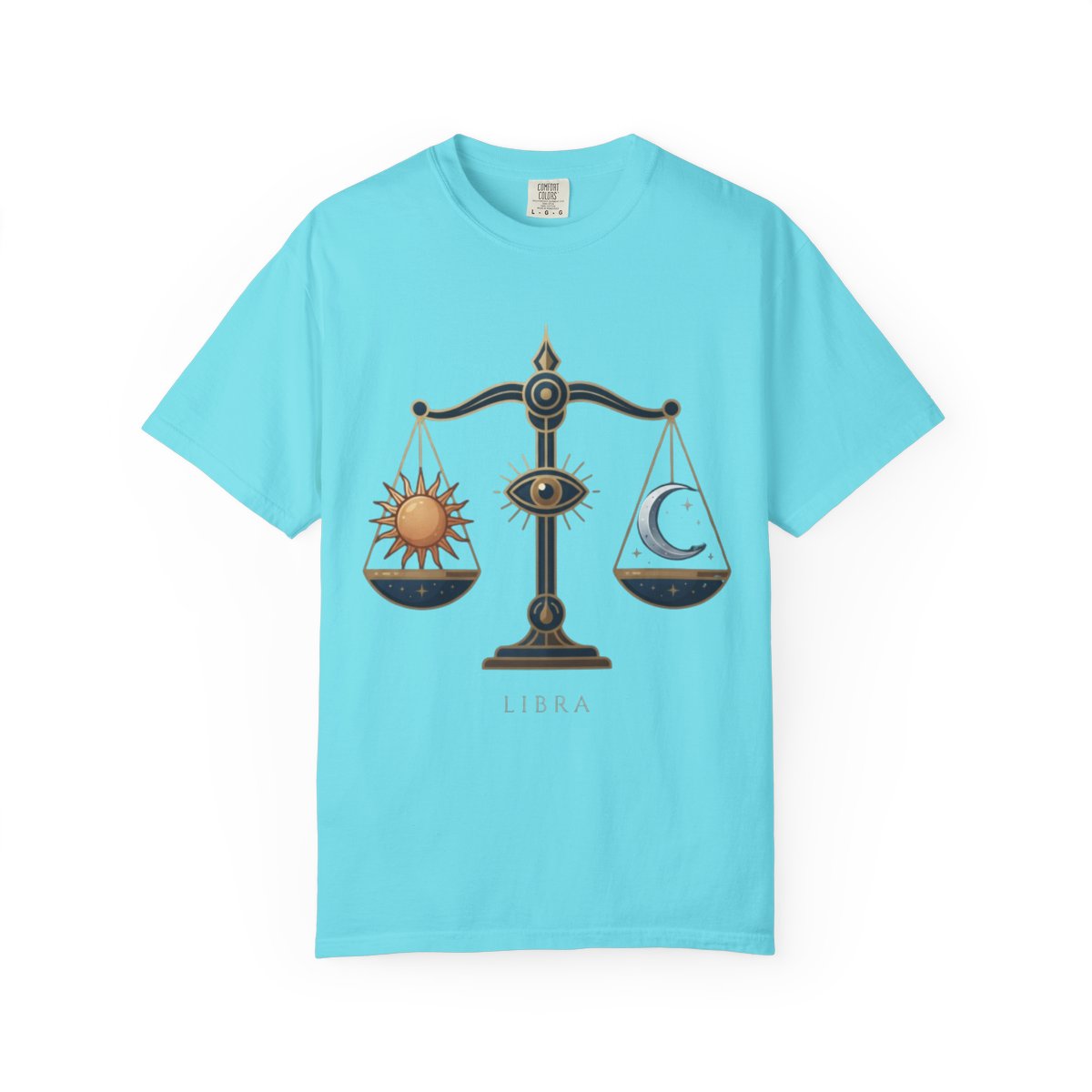 Color: Lagoon Blue | Libra The Balanced Scales Unisex Garment-Dyed Tee