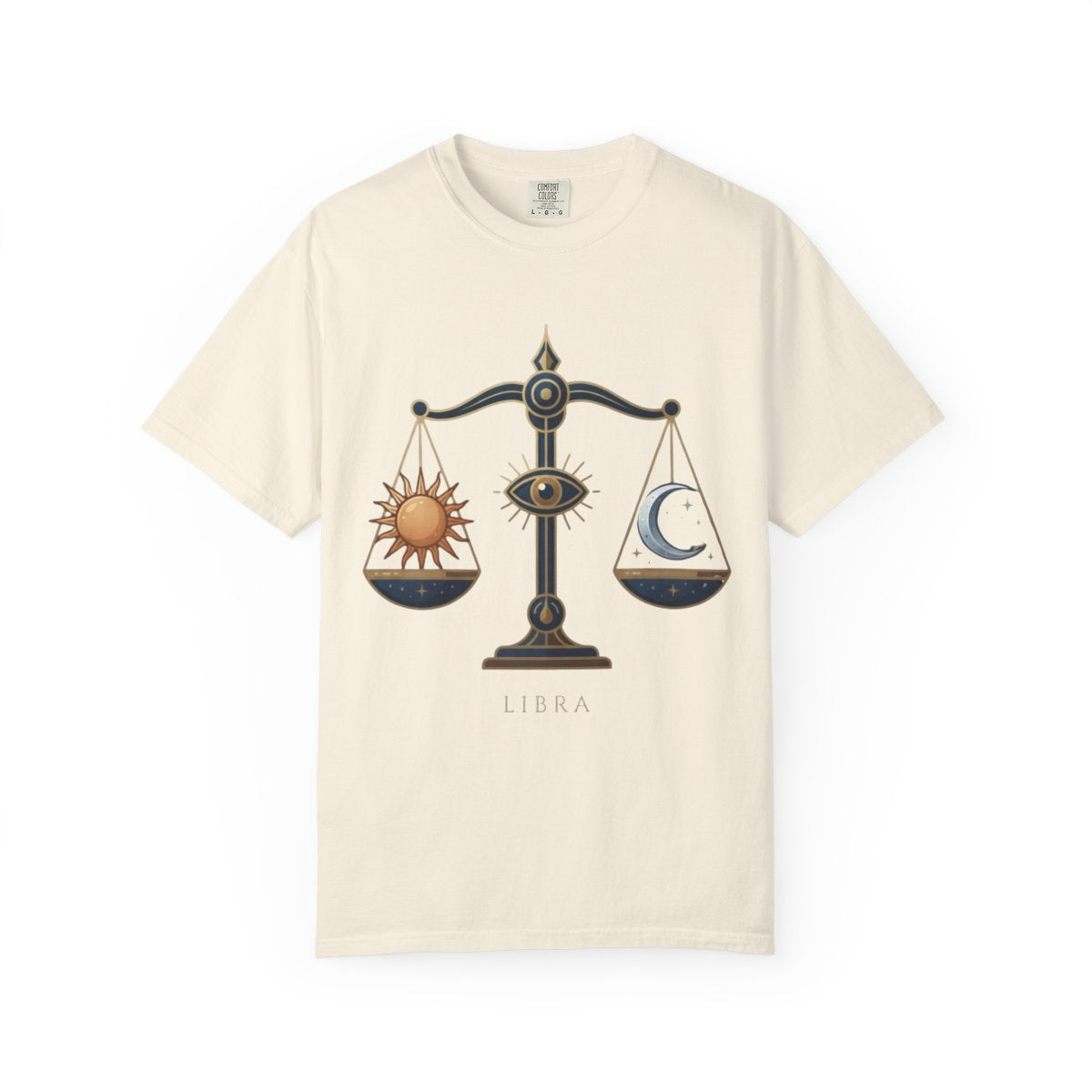 Color: Ivory | Libra The Balanced Scales Unisex Garment-Dyed Tee