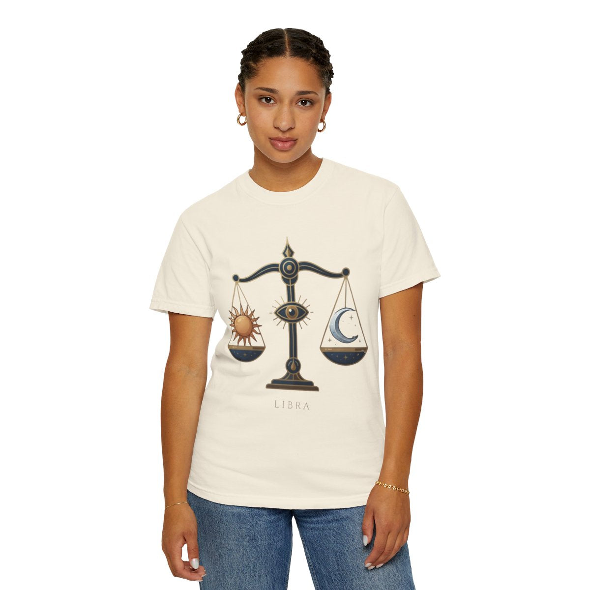 Color: Ivory | Libra The Balanced Scales Unisex Garment-Dyed Tee