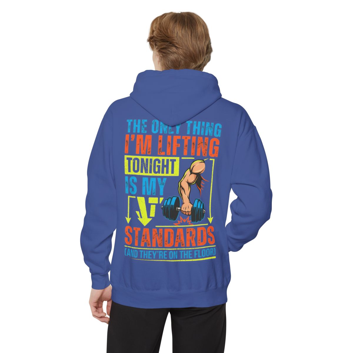 Color: Flo Blue | Lifting Standards Garment-Dyed Hoodie